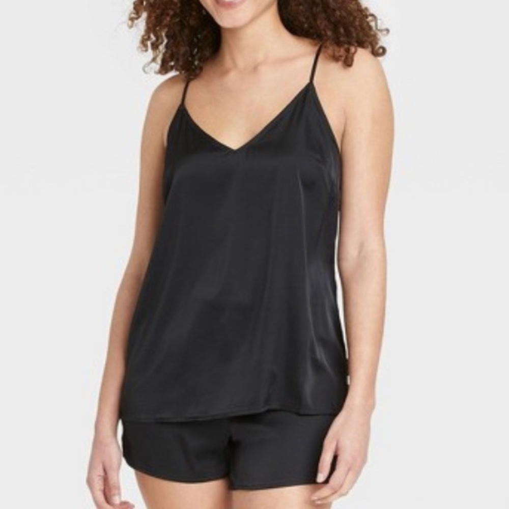 Black Satin Pajama Set